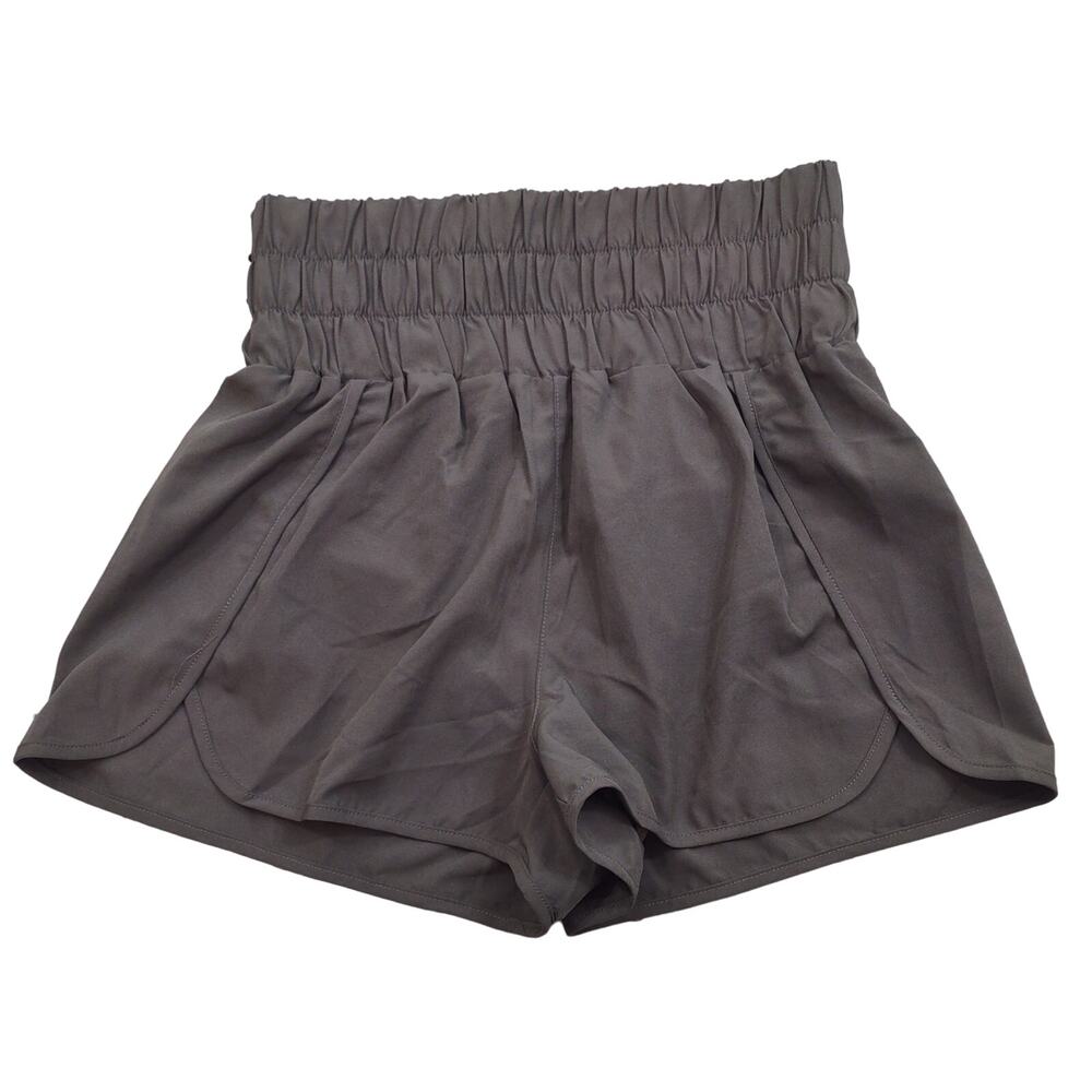 New Me High Waisted Running Shorts, Army Green, Size Small